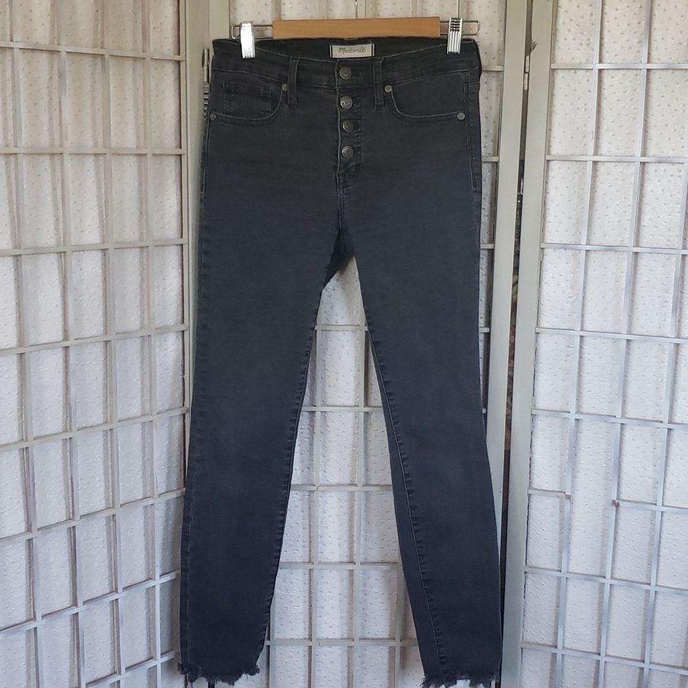 Madewell 9" high rise skinny black faded  Jeans